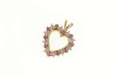 10K Yellow Gold Ruby Diamond Classic Heart Love Symbol Pendant