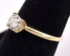 Solitaire Diamond Ring In 14K Yellow Gold