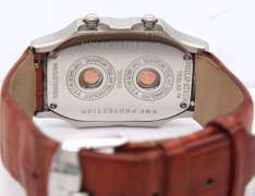 Philllip Stein Teslar Dual Time Zone Brown Leather Strap Watch