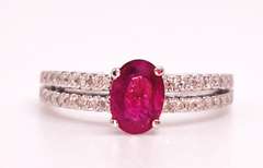 18kt Solid White Gold, Ruby, & Diamond Ring