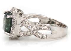Majestic 3.00ctw Round Irradiated Green and White Single Cut Diamonds Halo Ring