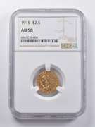 AU58 1915 $2.50 Indian Head Gold Quarter Eagle NGC