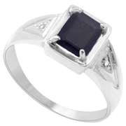 1.60 CT GENUINE BLACK SAPPHIRE SILVER RING