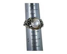 Designer Sterling Silver Ring and Freshwater Pearl by Paz Creations Israel, Size 5
