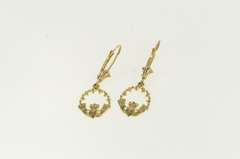 14K Yellow Gold Traditional Celtic Irish Claddagh Dangle Earrings