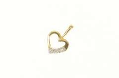 14K Yellow Gold Diamond Inset Heart Love Symbol Classic Pendant