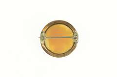 14K Yellow Gold Ornate Round Carved Shell Cameo Lady Pin/Brooch