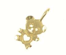 14K Yellow Gold Heart Cut Out Teddy Bear Animal Love Charm/Pendant