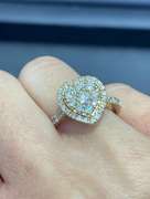 PAVÉ SET HALO HEART-SHAPED CLUSTER RING IN 14K YELLOW GOLD