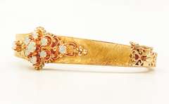 14kt Solid Yellow Gold and Opal Antique Bangle