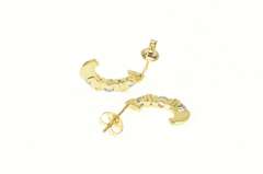 14K Yellow Gold Tanzanite Diamond Semi Hoop Curved Bar Earrings