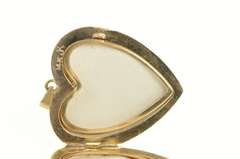 14K Yellow Gold Retro Diamond Inset Classic Heart Locket Pendant