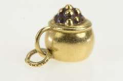 14K Yellow Gold 3D Pot of Gold Bucket End of the Rainbow Charm/Pendant