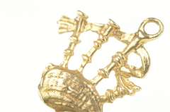 9K Yellow Gold 3D Bag Pipe Trad. Scottish Instrument Charm/Pendant