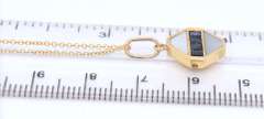 Vintage Bvlgari Mop and Sapphire Pendant on Chain with Matching Earrings
