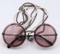 Authentic Chanel Burgandy Pearl Chain Around Sunglasses