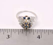 Fascinating Butterfly Ring With Blue Sapphire and Diamonds In 14K White Gold