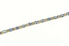 14K Yellow Gold 11.38 Ctw Cornflower Sapphire Diamond Tennis Bracelet