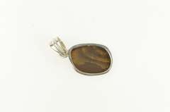 Sterling Silver Oval Natural Opal Inset Bezel Southwestern Pendant
