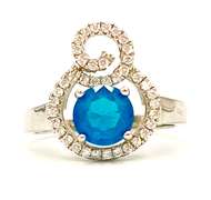 Fancy .925 Sterling Silver Gemstone Halo Ring