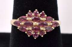 Foxy Cluster Ruby Ring In 14K Yellow Gold