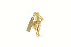 14K Yellow Gold 3D Articulated Hula Dancer Skirt Hawaii Charm/Pendant