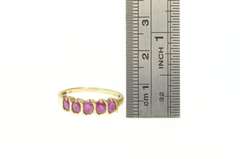 14K Yellow Gold Five Stone Oval Natural Ruby Band Ring