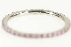 14K White Gold Pink Sapphire Eternity Anniversary Wedding Band Ring