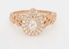 Petite 14k Rose Gold Diamond Floral Ring