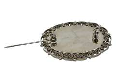 Vintage Millefiori Italian Micro Mosaic Oval Pin Brooch with Floral Design