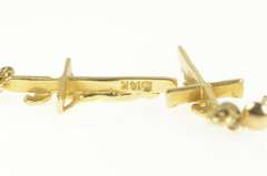 14K Yellow Gold Dangle Cross Crucifix Christian Jesus Christ Earrings