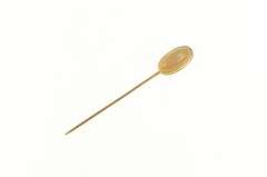 14K Yellow Gold Oval Agate Cabochon Classic Statement Stick Pin
