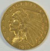Splendid original 1913 US $2.50 Indian Gold Piece. Nice