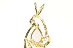 14K Yellow Gold Pear Syn. Opal Diamond Accent Classic Pendant