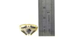 14K Yellow Gold Natural Sapphire Diamond Halo Engagement Ring