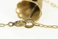 14K Yellow Gold 1960's Diamond Wedding Bell Classic Chain Necklace