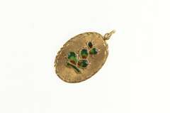 14K Yellow Gold 1960's Prickly Pear Cactus Israel Enamel Charm/Pendant