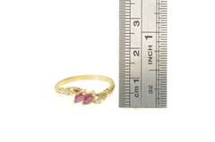 14K Yellow Gold Marquise Ruby Diamond Accent Bypass Ring