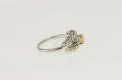 18K White Gold Art Deco Citrine Diamond Vintage Engagement Ring