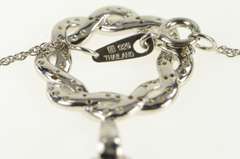 Sterling Silver Twist Design Round CZ Pendant Chain Necklace