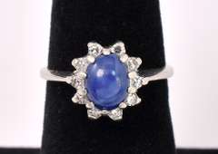 Danity Blue Star Sapphire Ring In 14K Yellow Gold