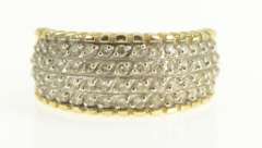 14K Yellow Gold 0.90 Ctw Pave Domed Diamond Statement Band Ring