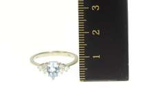14K White Gold 0.90 Ctw Pear Aquamarine Diamond Engagement Ring