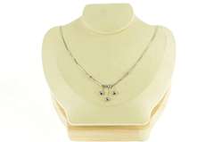 14K White Gold Squared Beaded Ball Fringe Chain Snake Necklace