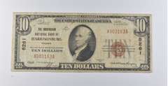 1929 $10 Harrisonburg, VA US National Currency Note 5261