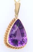 Wonderful Yellow Gold Pear Shaped Amethyst Enhancer Pendant on Chain