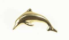 14K Yellow Gold Jumping Dolphin Ocean Animal Pendant