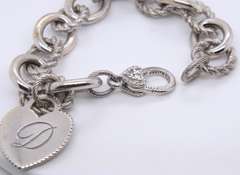 Judith Ripka 925 Sterling Silver Bracelet with D Initial Charm