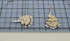 Vintage Articulated 925 Sterling Silver Filigree Peacock Movable Dangle Drop Earrings