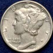 1941 Mercury Dime BU